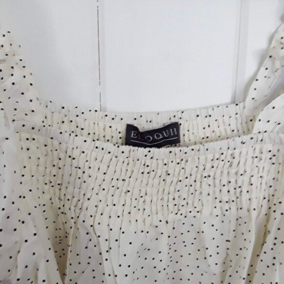 ELOQUII Linen Blend Smocked Ruffle Mini Dress Size 14 - Picture 5 of 11